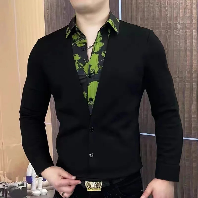 Liangge Мужская высококачественная осенняя рубашка-поло с длинными рукавами и