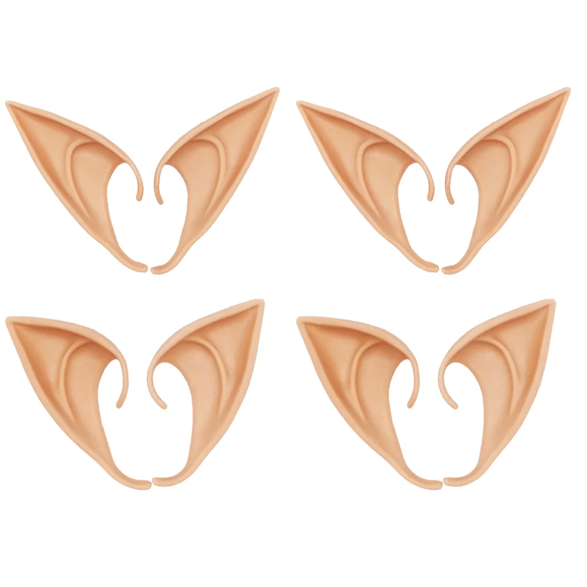 

8 pcs of Elf Ears Cosplay Accessories Halloween Party Latex Pointed Fake Tips Ear (Natural Color)