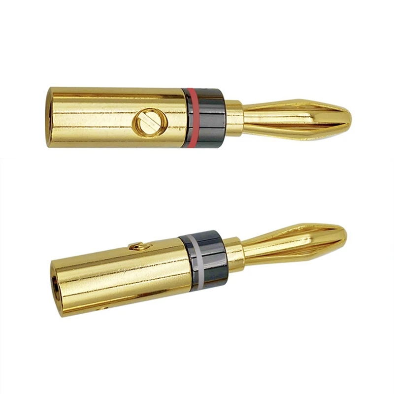 

20Pcs Banana Plug 4MM Banana Connector For Audio Jack Speaker Amplifier Plugs Gold+Red