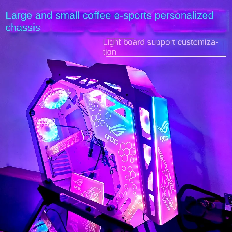 Small Coffee Chassis Transparent Fully Transparent Special-Shaped Chassis Desktop Open Computer Chassis Water-Cooled Host Shell