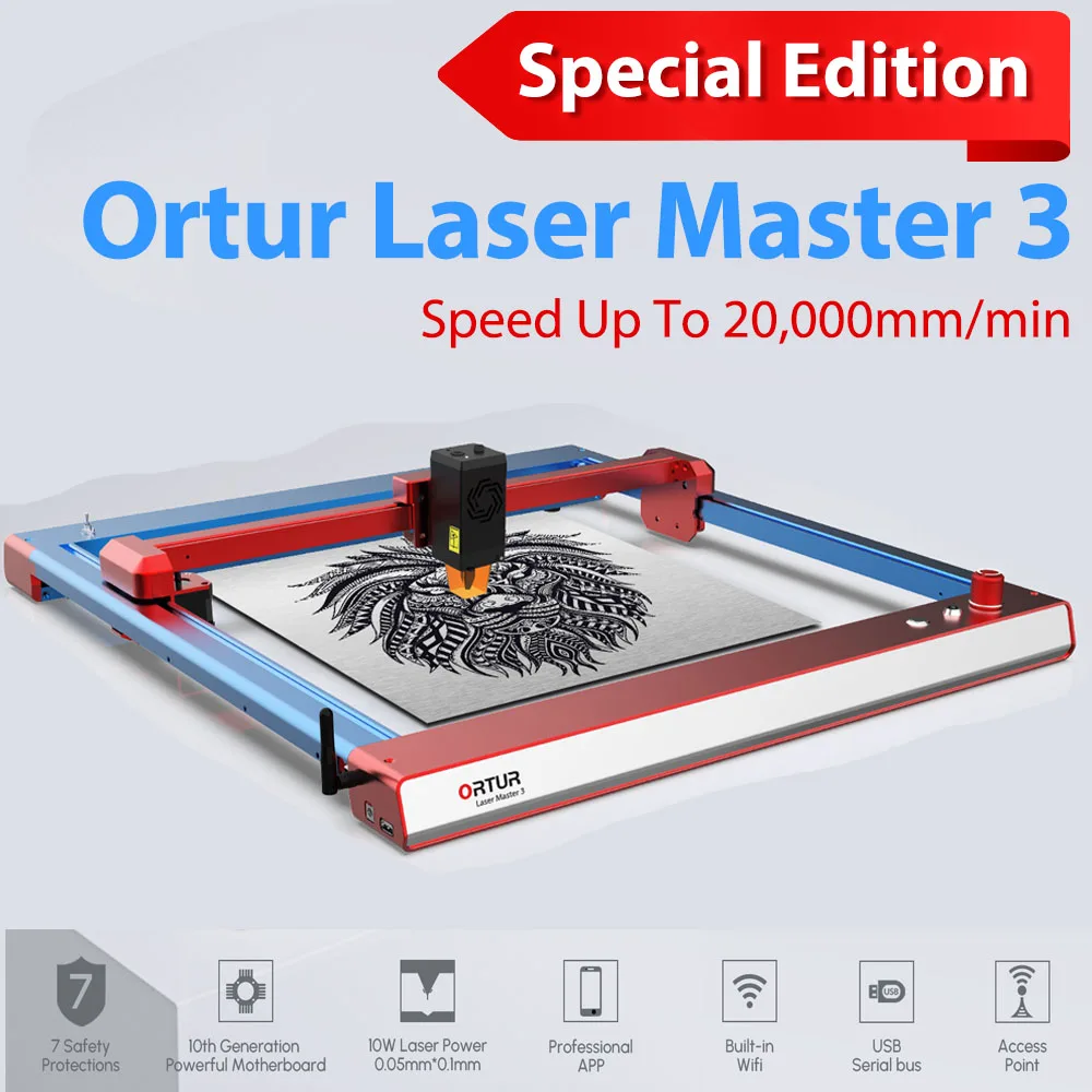 Ortur Laser Master 3 DIY Woodworkers Laser Engraver Cutter For Wood/Acylic App Off-line Metal Logo Mark Laser Engraving Printer
