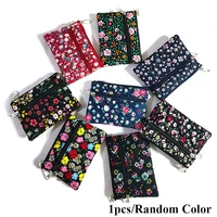 coin purse key case floral wallet coin pouch fabric card holder double zipper card hoder classic durable retro stylish floral
