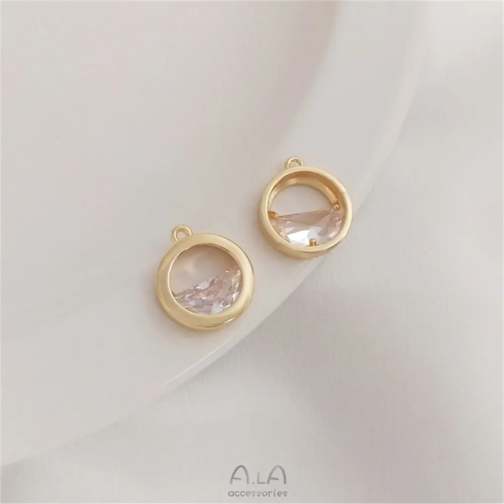 14 К позолоченный циркон натюрмодной воды яркая луна круглый кулон ручной работы