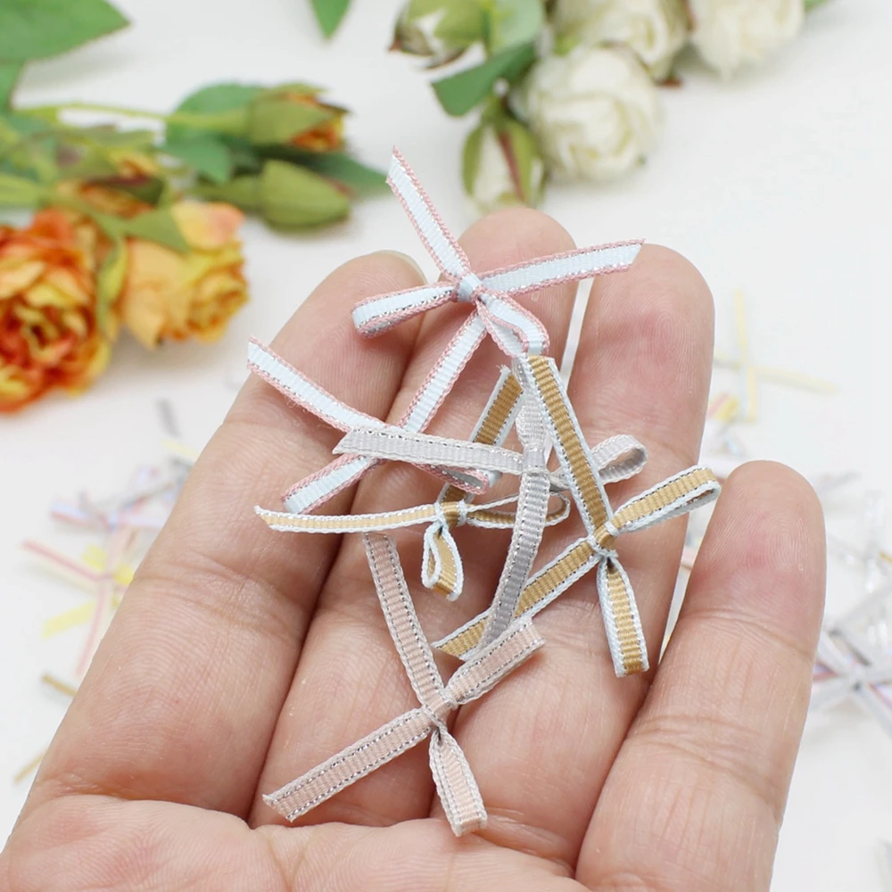 100 шт./партия маленькие атласные банты ручной работы для украшения одежды