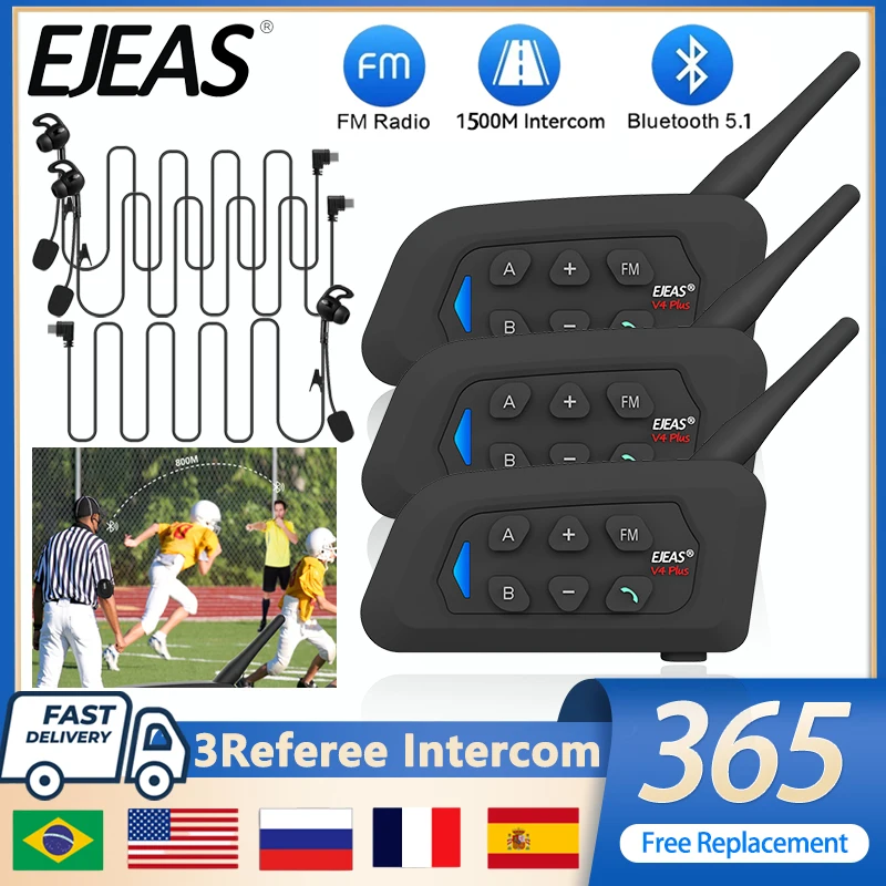 3 шт. Bluetooth-гарнитура для 4 пользователей 1200 м