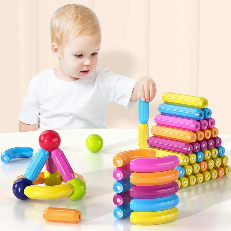 Kids Magnetic Constructor Blocks Toys for Kids Magnetic Balls Building Blocks Montessori Educational Toy For Children Boy Girl