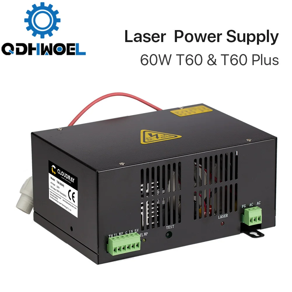 

60W CO2 Laser Power Supply for CO2 Laser Engraving Cutting Machine HY-T60 T / W Plus Series with Long Warranty