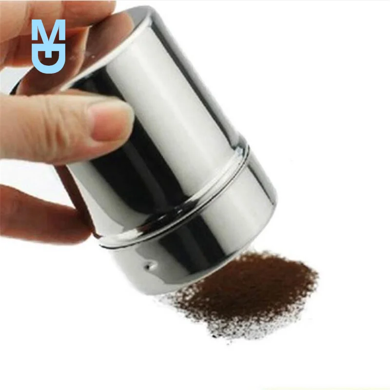 

New 1pc Stainless Steel Chocolate Shaker Cocoa Flour Coffee Sifter + 16Pcs Coffee Stencils Template Strew Pad Duster Spray Tools