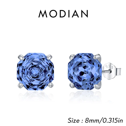 Серьги-гвоздики Modian из серебра 925 с танзанитом