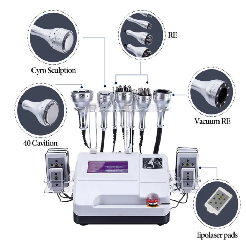 

Hot Sale 40K 8 in 1 Cavitation Slimming Machine Body Sculpting Weight Loss Lipolaser Fat Reduce Beauty Health Device