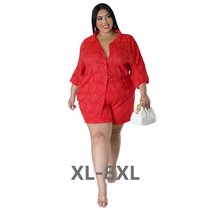 

Plus Size Two Piece Sets Women Outfits Chiffon Long Sleeve Coat and Short Suits Summer Sexy Casua 3xl 4xl 5xl 6xl