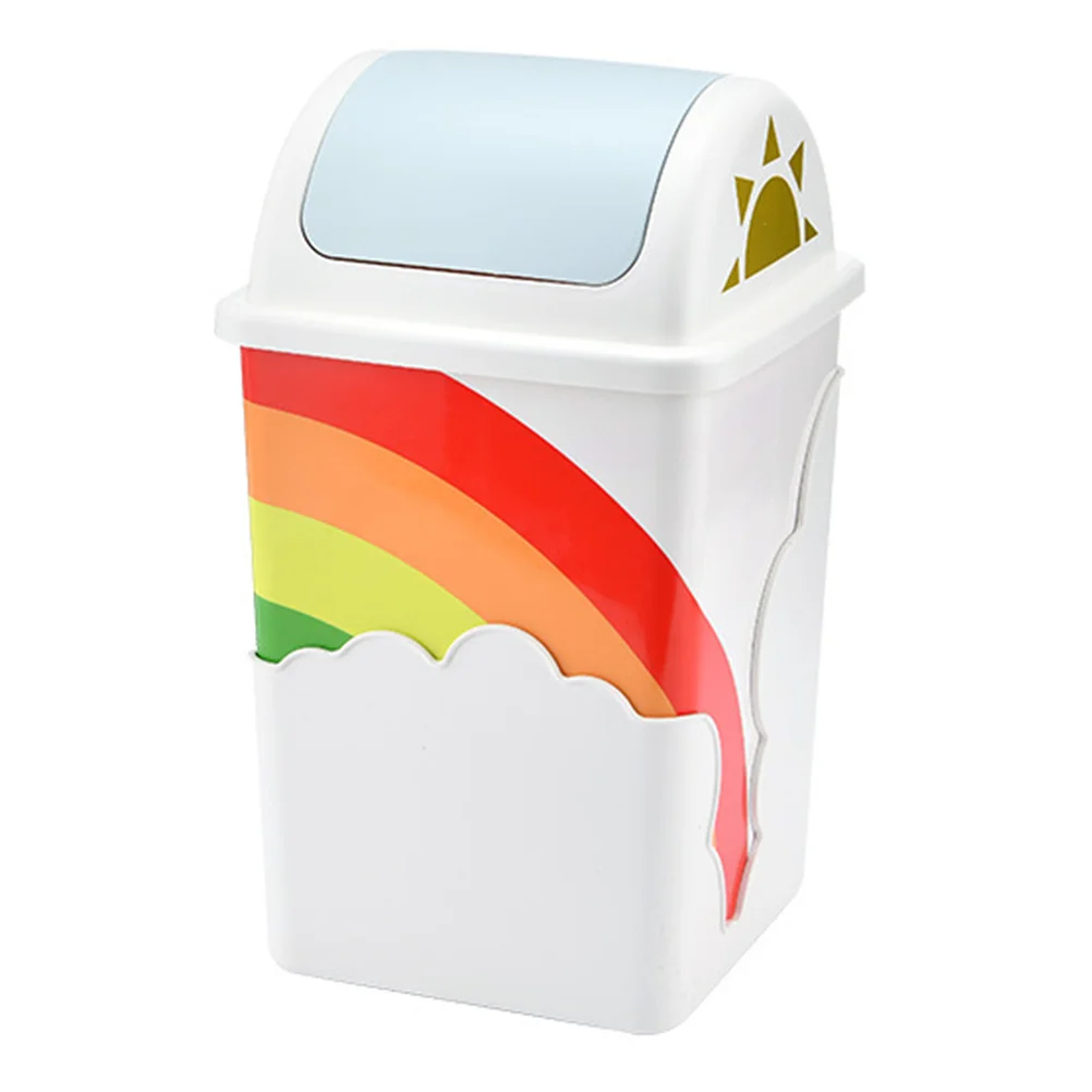 

Can Trash Waste Bin Basket Rubbish Garbage Container Press Decorativeslim Lid Shake Household Tabletop Kitchen Bathroom