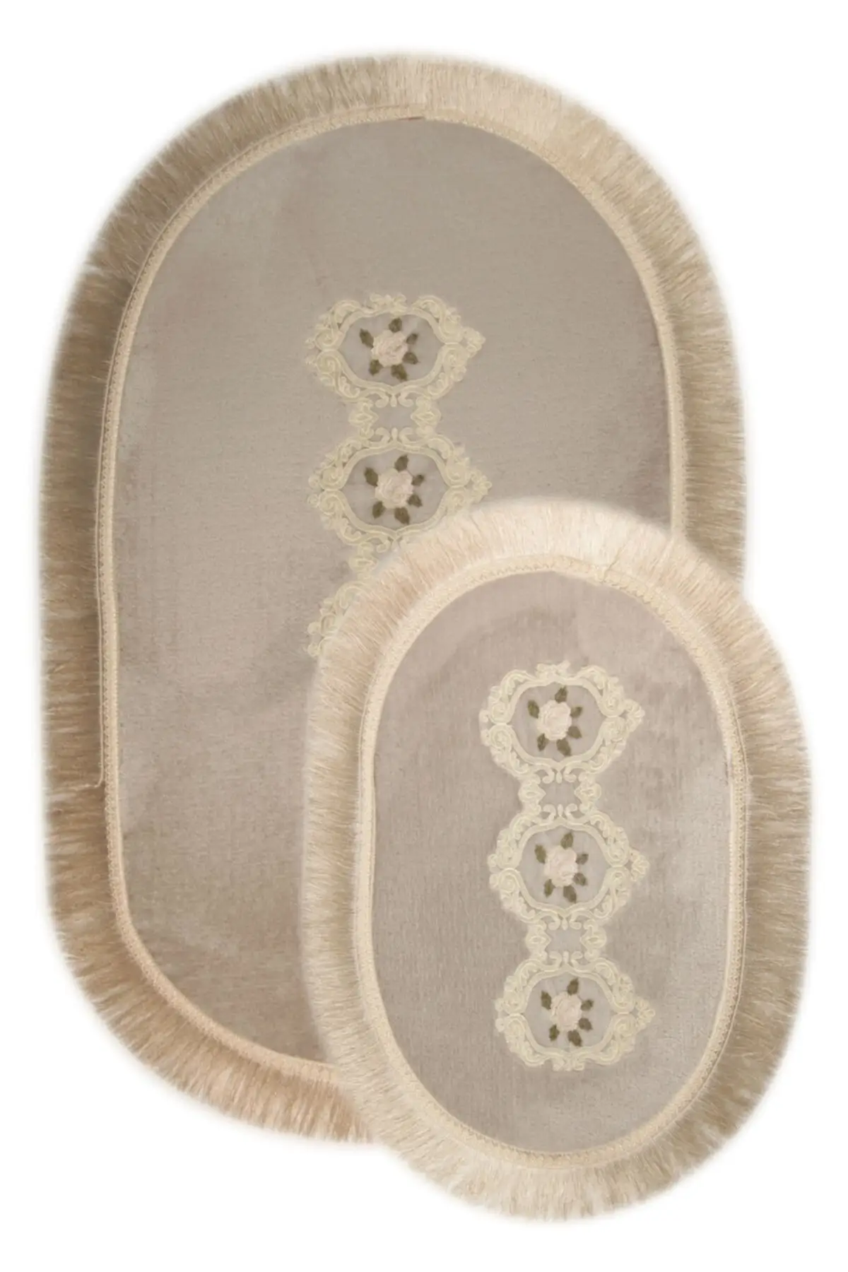 

Набор для туалета Shems, серый, 2-Li, с кружевом и кисточками, коврик для ванной, нескользящий, текстильный, для дома и мебели