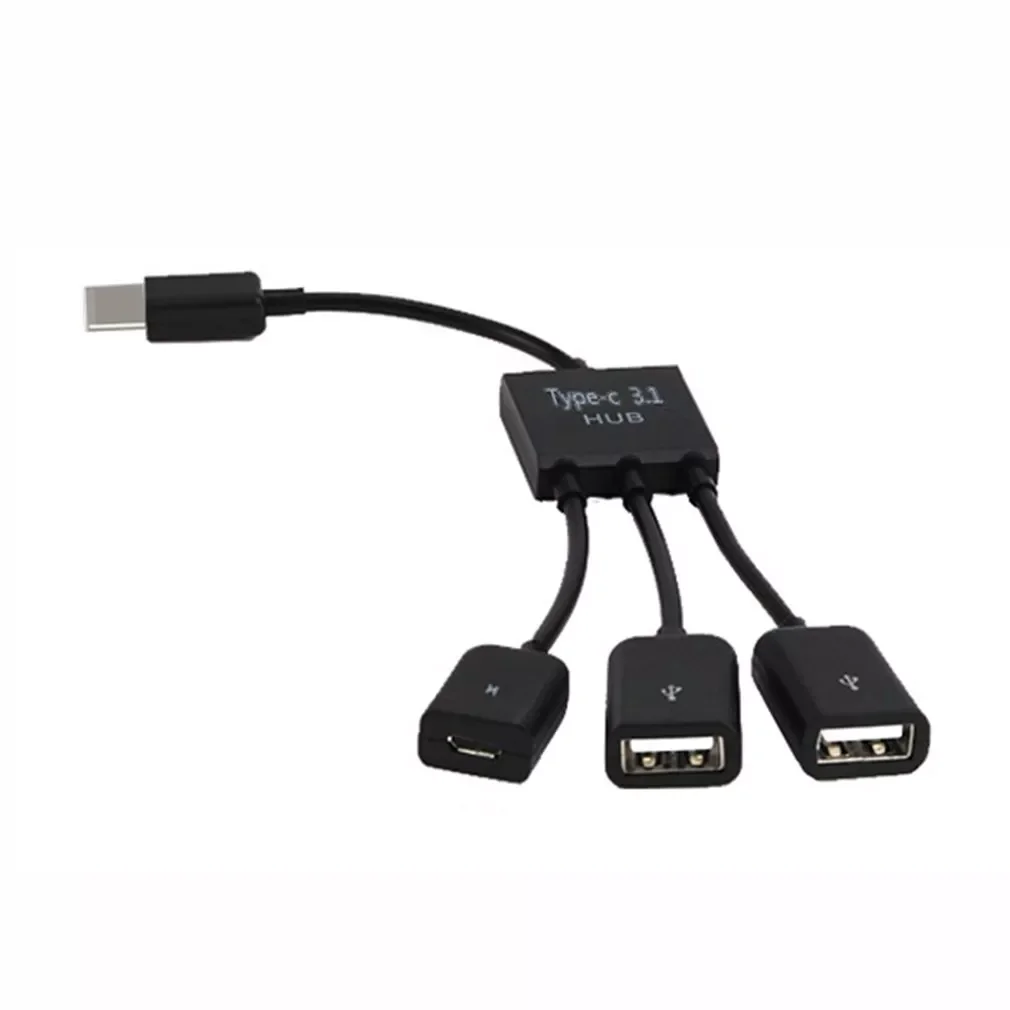 

in 1 Type-c USB Hub Male to Female Double USB 2.0 Host OTG Adapter Cable For Smartphone Computer Tablet 3 Port