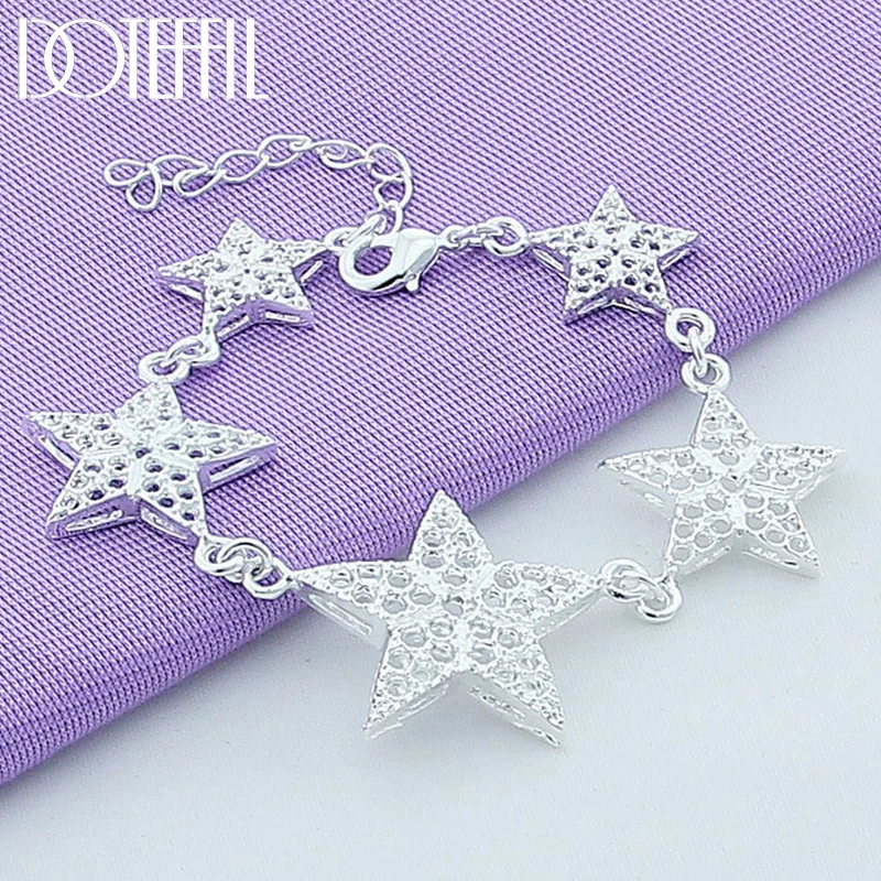 

DOTEFFIL 925 Sterling Silver Six Star Bracelet For Fashion Charm Women Wedding Engagement Party Jewelry