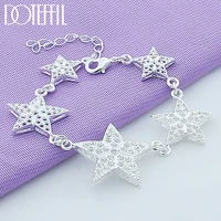 doteffil 925 sterling silver six star bracelet for fashion charm women wedding engagement party jewelry