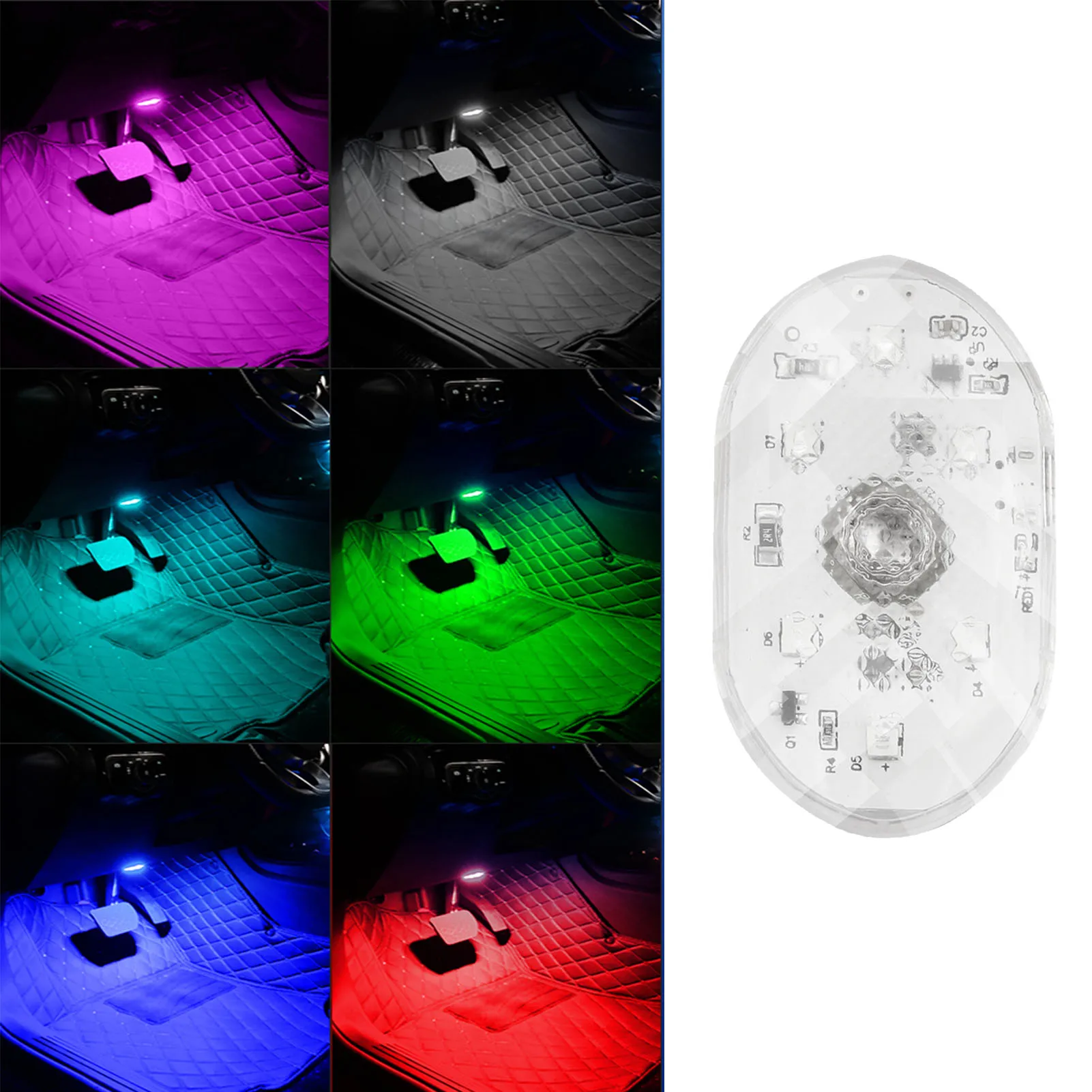 

Rechargeable LED Lights Car Interior Portable Multicolor RGB Car Interior Lights For Car Closets Cabinets Counters