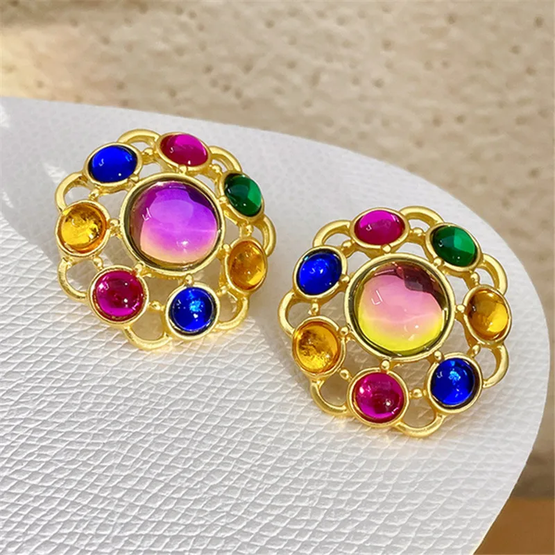 

High Grade Boho Ethnic Colorful Crystal Fashion Designers Earrings For Women Personality New Pendientes