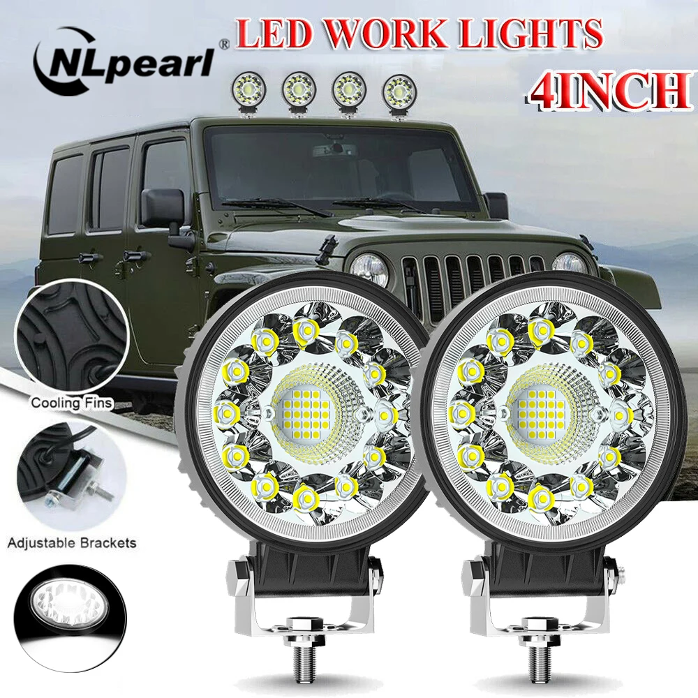 NLpearl 123W LED Bar 4inch Offroad Spotlight Work Light For Jeep Truck Car 4X4 Tractor SUV ATV Barra Headlights 12V 24V on. NLpearl 123W Светодиодная панель 4 дюйма Offroad Прожектор Рабочий Свет для Jeep Грузовик Автомобиль Трактор SUV ATV Фары Барра 12V