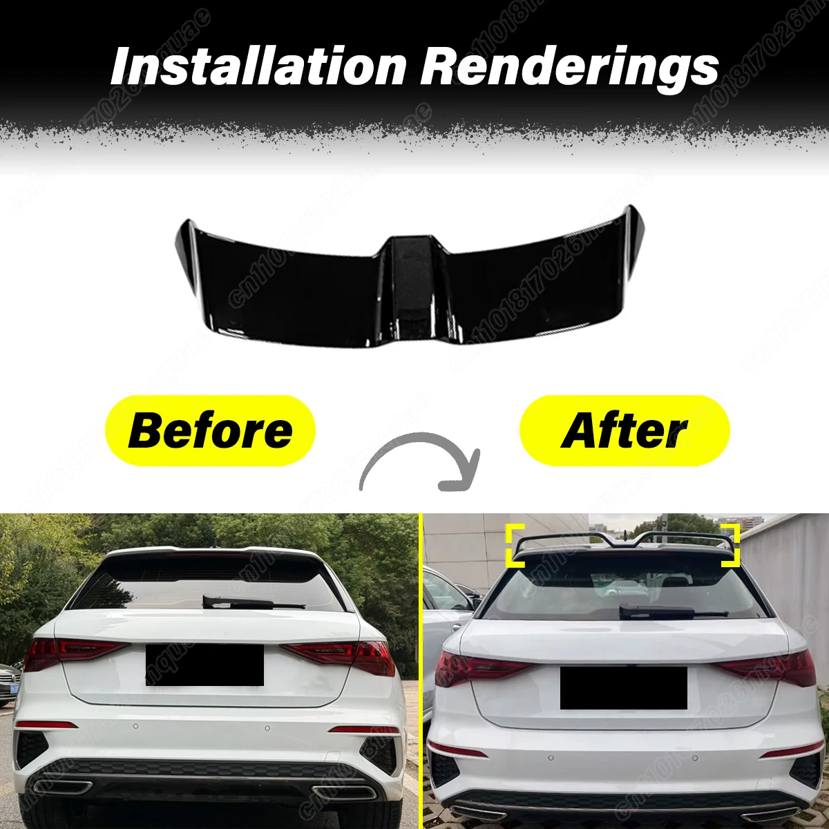 Фото Для Audi A3 S3 RS3 8Y Sportback 2021 2022 2023 2024 Автомобильный задний спойлер на крышу, комплект кузова, высокое качество, аксессуары из АБС-пластика, автозапчасти №2