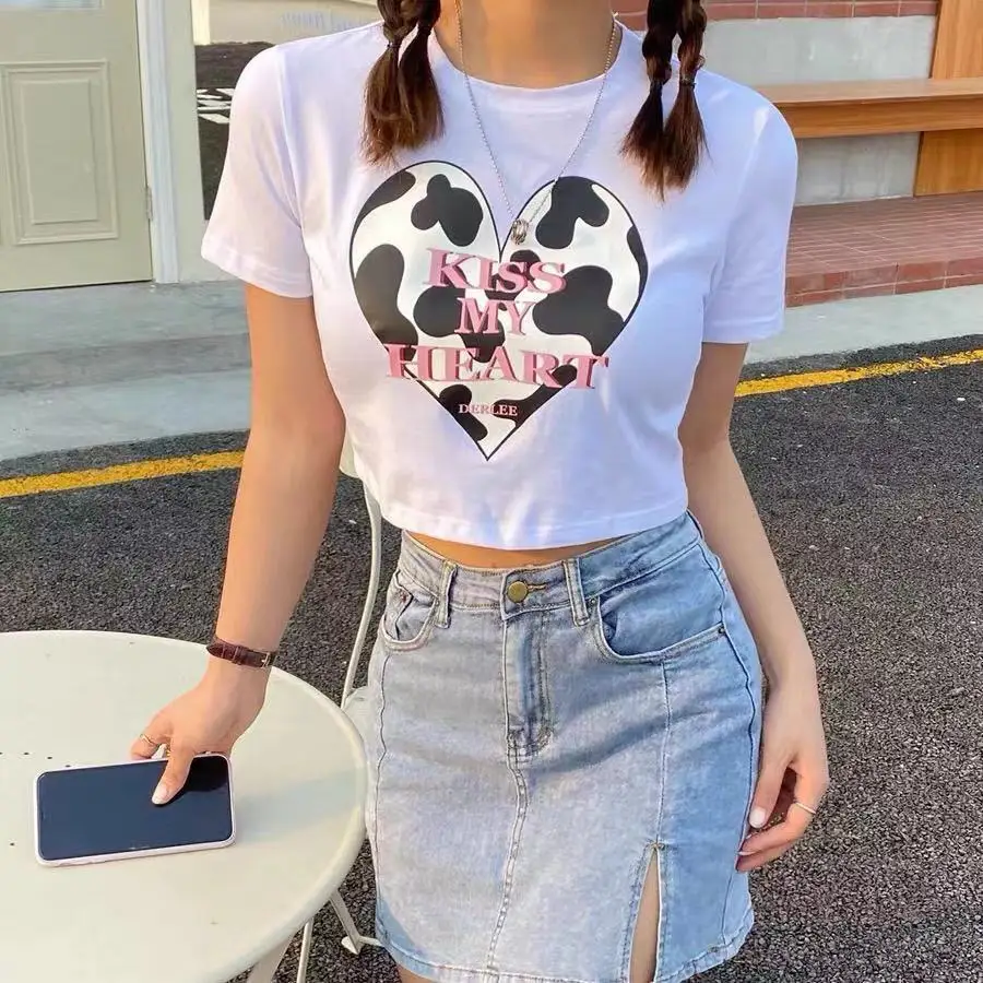 

Футболка женская с рисунком коровы, сердца, мишки, ангела