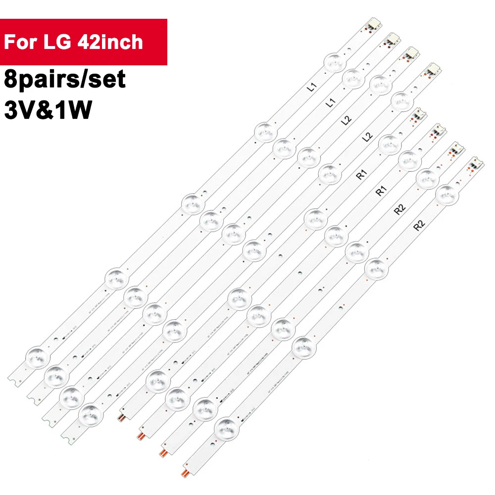 

8pairs/Set 3V 1W Backlight LED TV Strips For LG 42LNV 42LA6300-CA LC420DUN 42PFH6309 42PFH5609 42PFT5609 42PFT6309