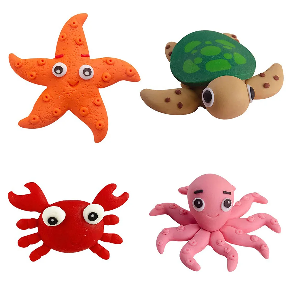 

4pcs/Set Sea Animals Cake Topper Decoration Mermaid Birthday Party Supplies Under The Sea Turtle Starfish Crab Octopus Cake Doll
