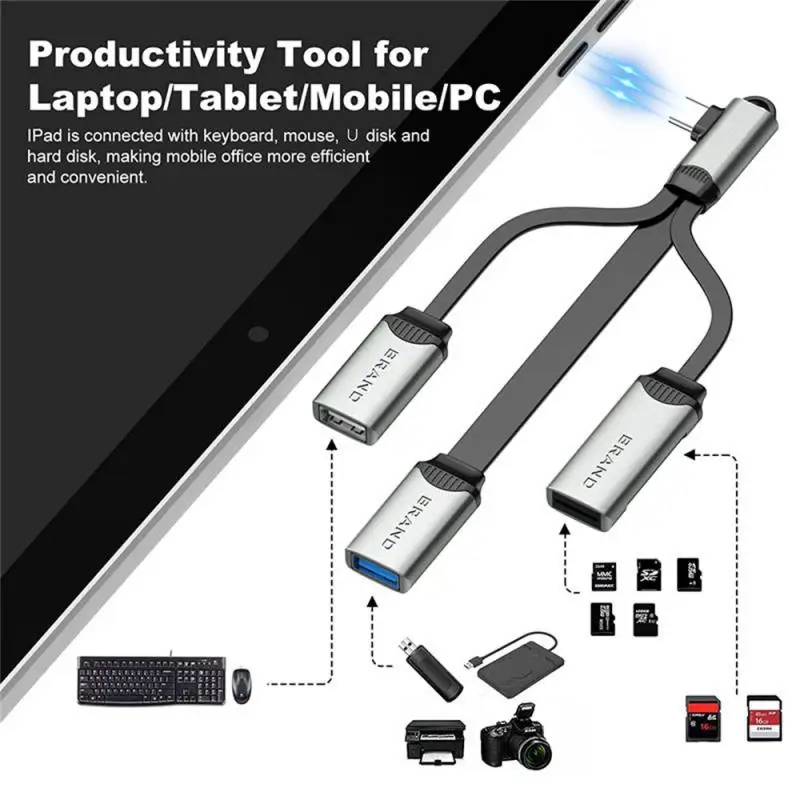 

For PC Computer Accessories Type C Docking Station Data Transmission Small Usb Expansion Dock Silver Portable Usb Hub Adapter