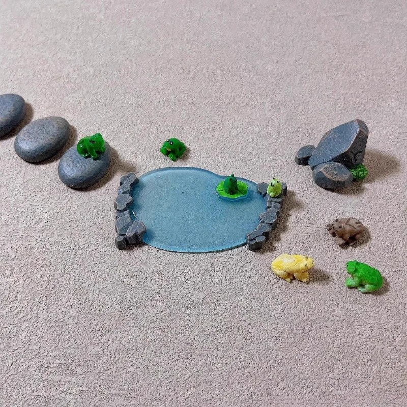 Эмуляция миниатюрных лягушек листьев лотоса пруда искусственное украшение для