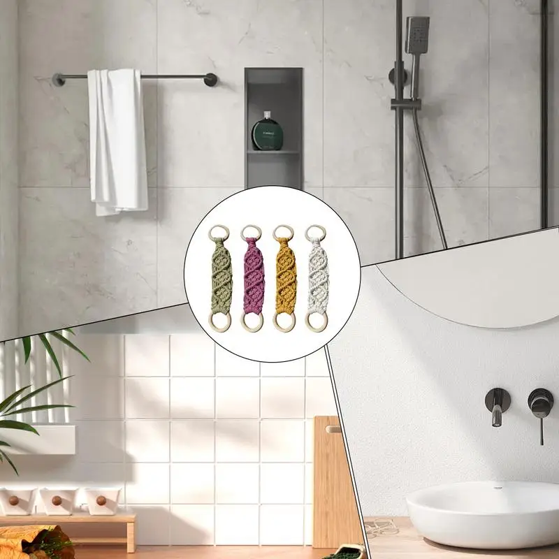 Кольцо-держатель для полотенец макраме 4X вешалка ванной комнаты декоративная в