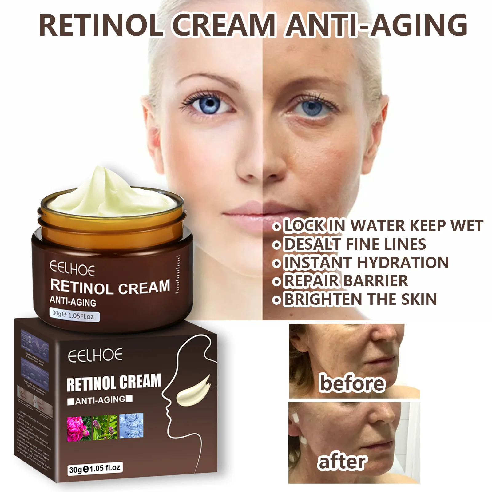 

Retinol Face Cream Anti-Aging Remove Wrinkle Firming Lifting Whitening Brightening Moisturizing Facial Skin Care Moisturizer