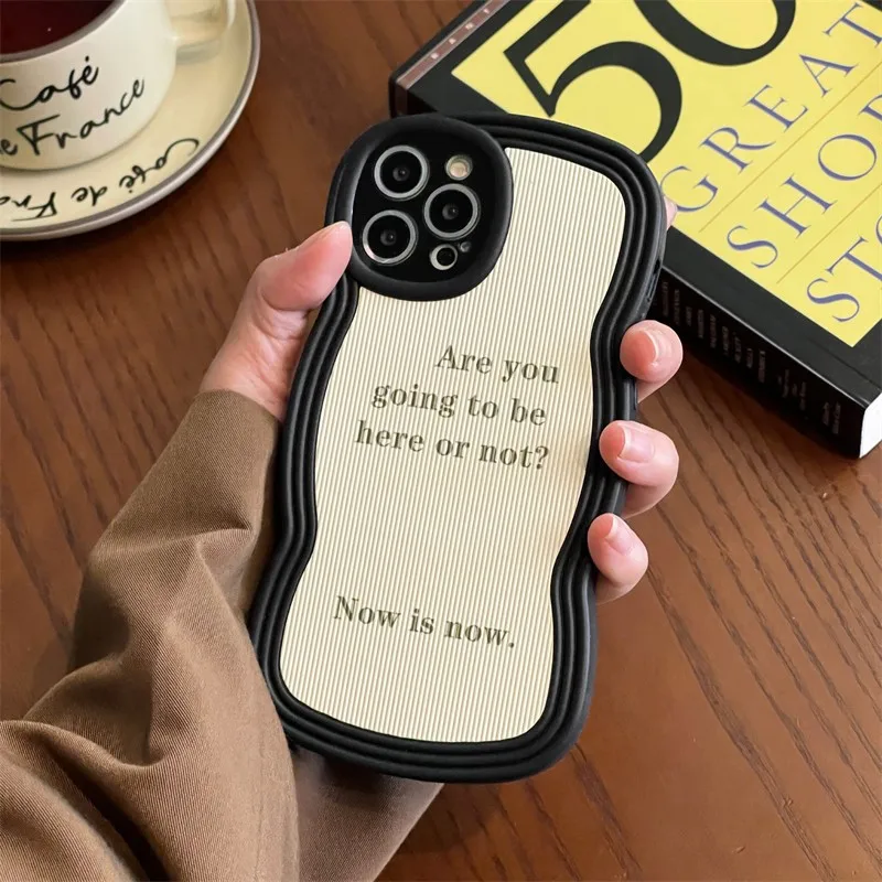 

Originality Wavy Pattern English Letter Phone Cover Case For Iphone 14 13 12 X 11 Pro Xs Max Xr Luxury Pu Leather Coque Fundas