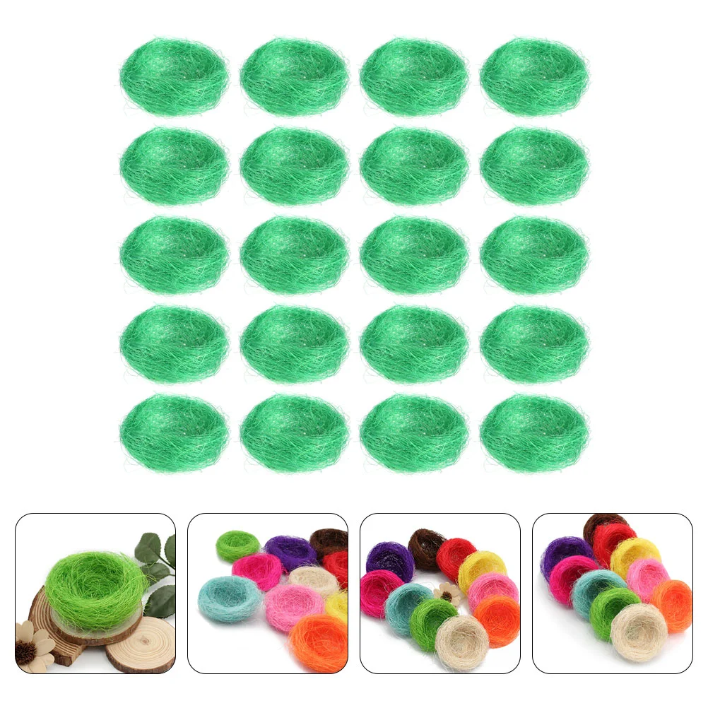 

20 Pcs Simulated Bird Nest Birdcage Decor Foam Eggs Tray Props Spring Decoration Prop Nests Silk Easter Party Supplies