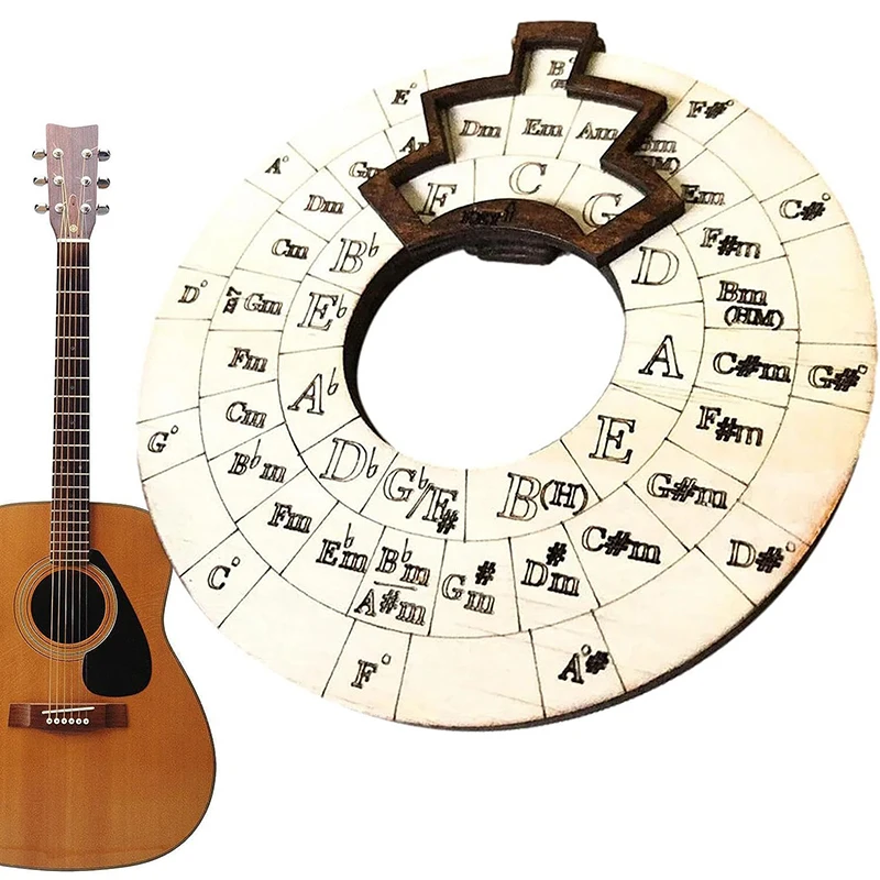 

1Pc Guitar Chord Wheel Music Wood Chord Tools Circle Wheel Song Writing Music Exploration Fast-Track Guide Circle Of Fifths