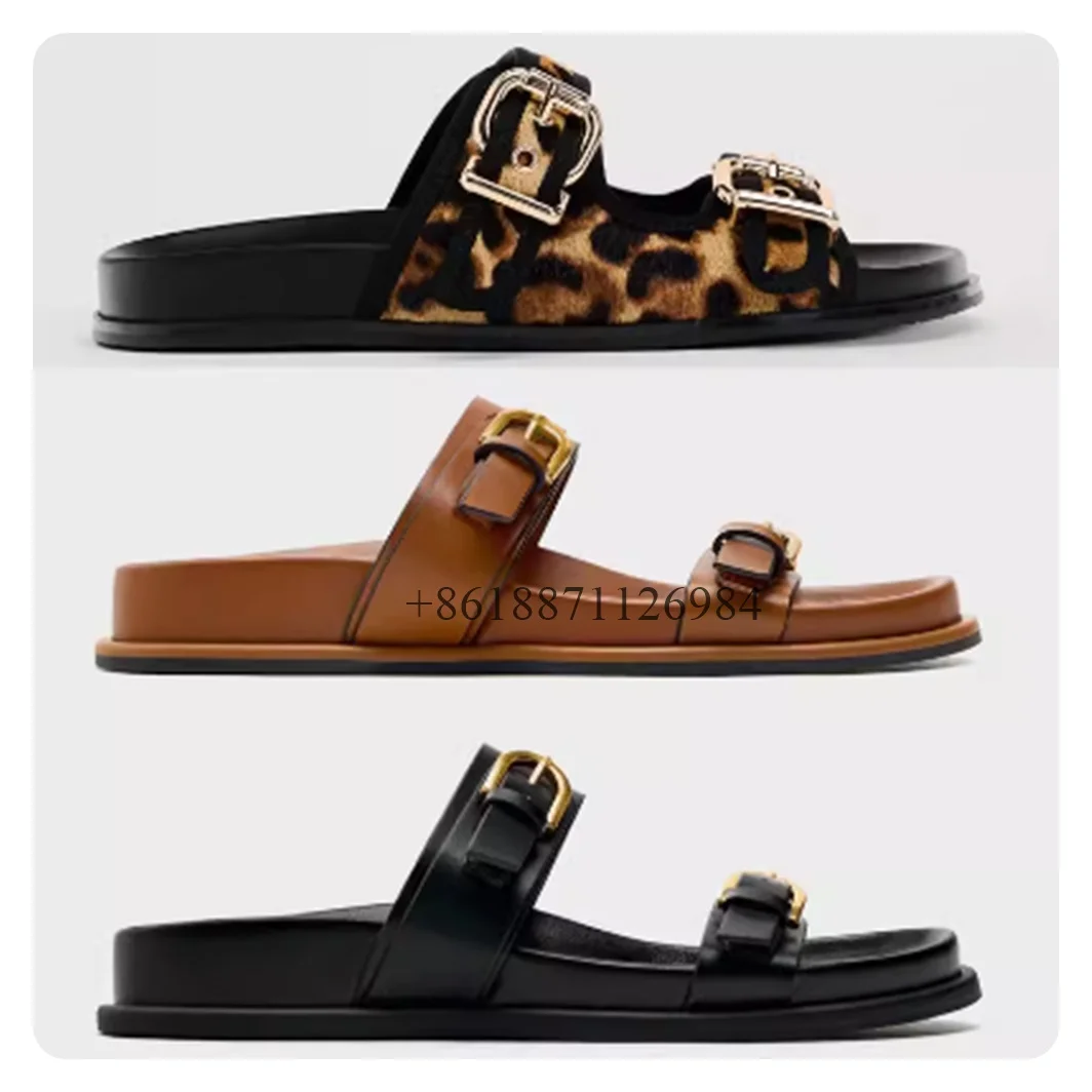 Женские шлепанцы на низком каблуке коричневые дизайнерские туфли в британском