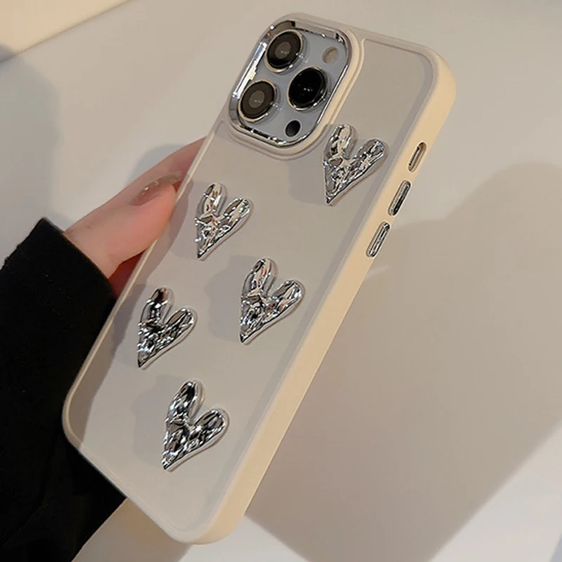 Корейский 3D чехол для iPhone 15 14 13 12 11 Pro Max Plus Mini металлический защитный девочек