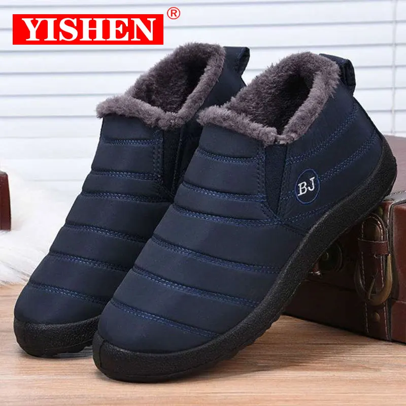 

YISHEN Men Boots Snow Boots Warm Fur Winter Sneakers Casual Shoes For Men Women Elderly Walking Shoe Waterproof Chaussure Homme