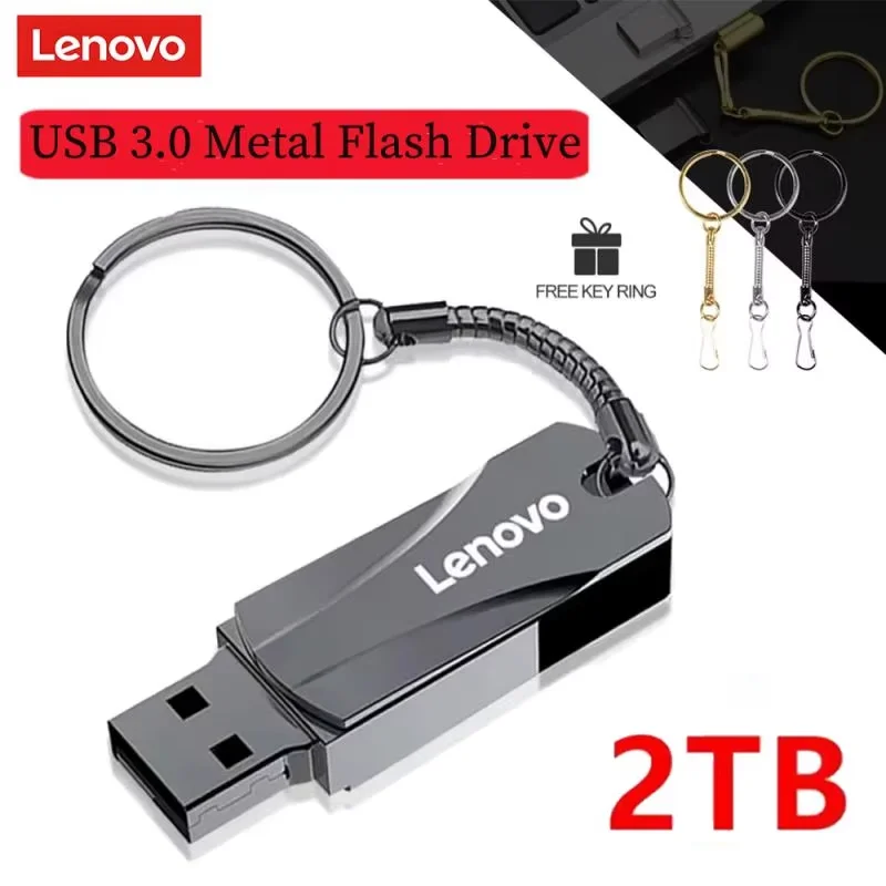 Lenovo Flash Drives 3.0 2TB Metal High Speed Pendrive 1TB 512GB Portable Drive Waterproof Memoria Usb Disk TYPE-C Adapter