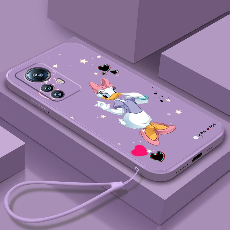 

Phone Case For Xiaomi Mi 13 12S 12 12X 12T 11i 11T 11 10 10S 10T Pro Lite Ultra 5G Disney Donald Duck Minnie Liquid Rope