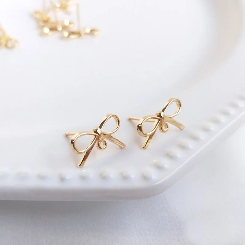 

18K Bowknot Allergy-Proof 925 Silver Ear Pin DIY Jewelry Accessories