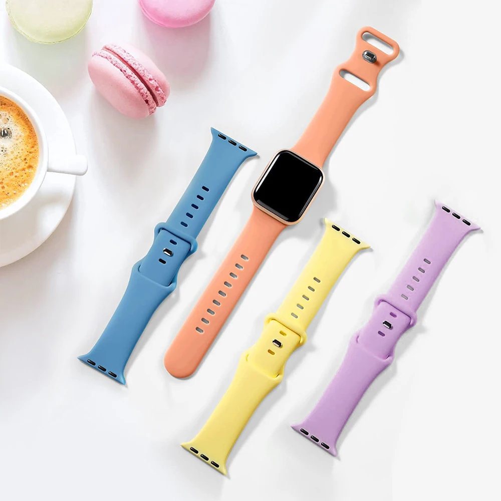 Спортивный ремешок для часов совместимый с Apple Watch Band 41 мм 45 44 40 42 38 мягкие