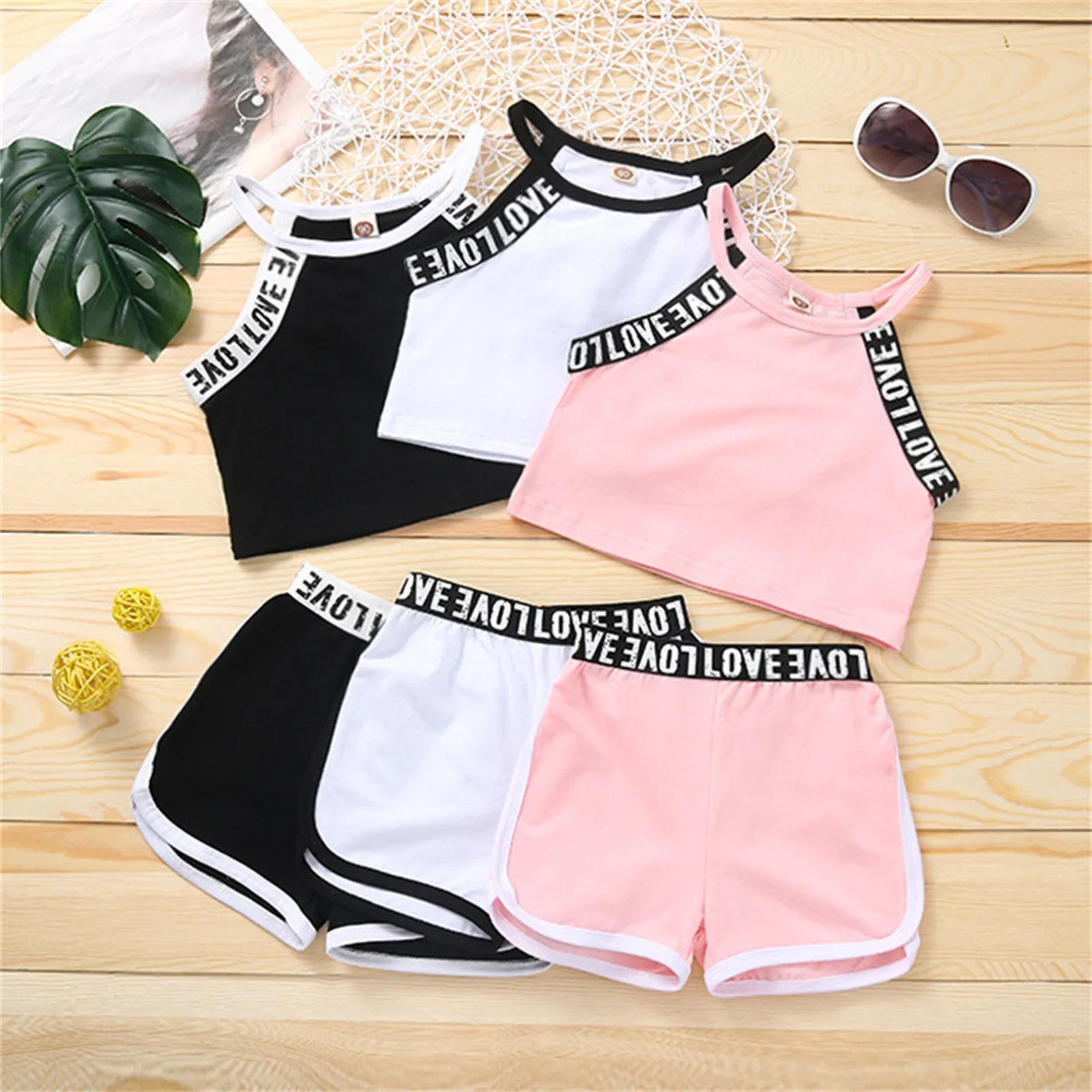 

Children Girls Clothes Sets 2 Pcs Summer Outfits Letter Sleeveless Tank Top Shorts Outfits Kid Girls Tracksuit Sets 1 2 3 4 5 6T