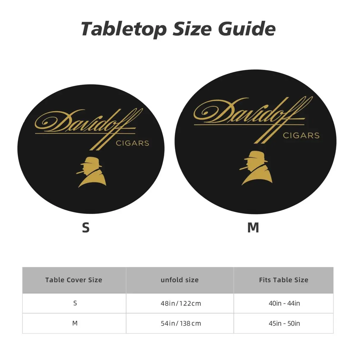 Водонепроницаемая круглая скатерть Davidoff Cigars Black, маслостойкая, для кухни, мероприятий, обеденного стола (art.: 3920dac2f02fa) - 3920dac2f02fa