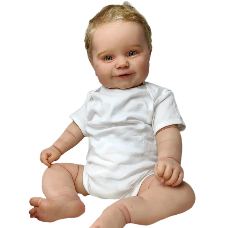 

Reborn Baby Boy Doll 20/23in Nurturing Doll Realistic Handmade Soft Body w/ Green-Eyes Rooted Blonde Hair Kids Gift A2UB
