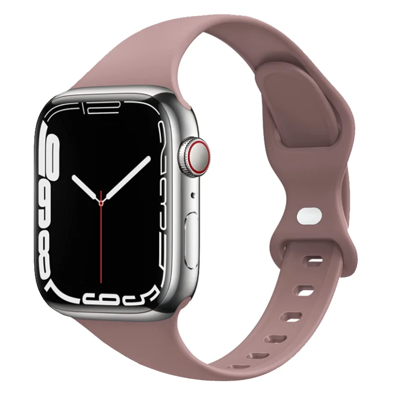 

Тонкий ремешок для Apple watch band 44 мм 40 мм 38 мм 42 мм, мягкий силиконовый браслет для наручных часов, correa iWatch series 6 se 5 4 3 7 45 мм 41 мм