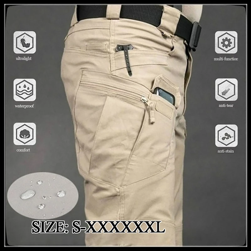 Men's Wear-resistant Cargo Pants Outdoor Water Proof Work Pants Men Sport Span Casual Pants Military Tactical Pants Man Trousers