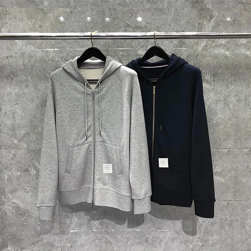 

Thom Zip Up Hoodie Men's Fashion Comfy Sweatshirts Full Zipper Hoodies Classic Solid Color Casual Business TB Pullover