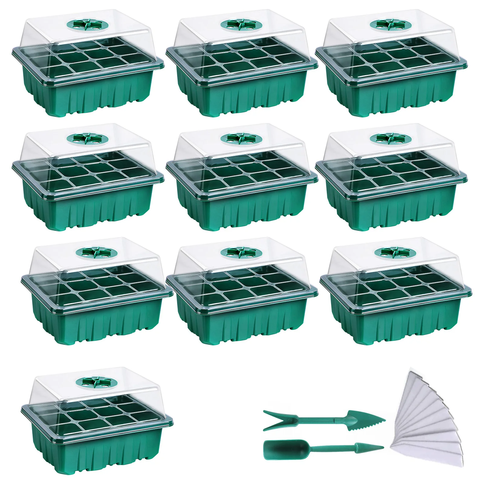 

10 Pack Plant Seed Starter Trays Kit 12 Holes Reusable Seedling Planting Growing Tray with Drain Hole for Greenhouse Germination