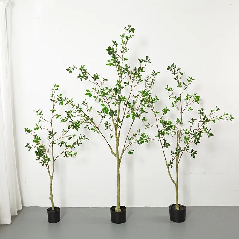 

210CM Artificial Green Planted Camellia Tree Potted Clothing Shop Window Floor Decorative Simulated Plant Toon