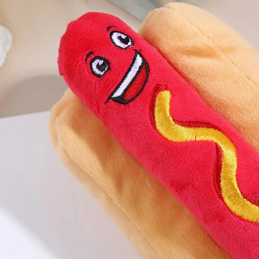 

Dog Chew Toy Indeformable Emotional Comfort Plush Hot Dog Stuffed Fast Food Toy Dog Grinding Toy Dog Squeaky Toy